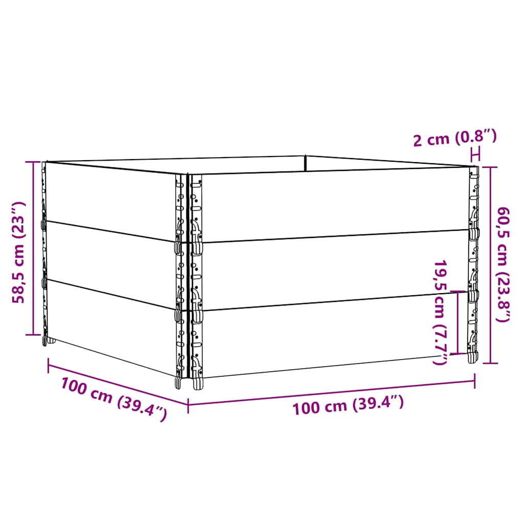 3 db fekete tömör fenyőfa raklapmagasító 100 x 100 cm