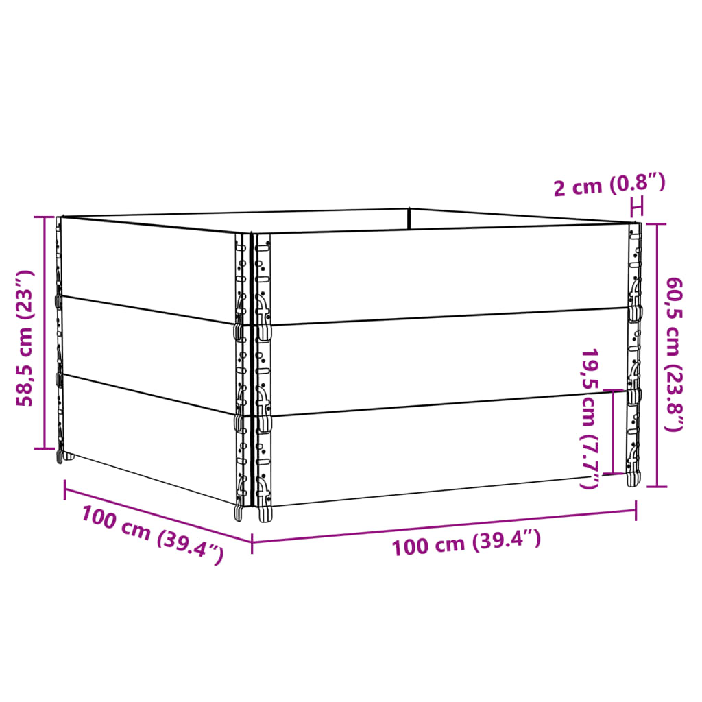 3 db barna tömör fenyőfa raklapmagasító 100 x 100 cm