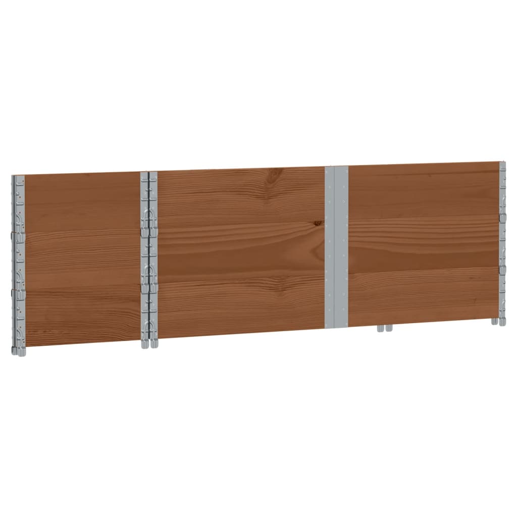 3 db barna tömör fenyőfa raklapmagasító 150 x 50 cm
