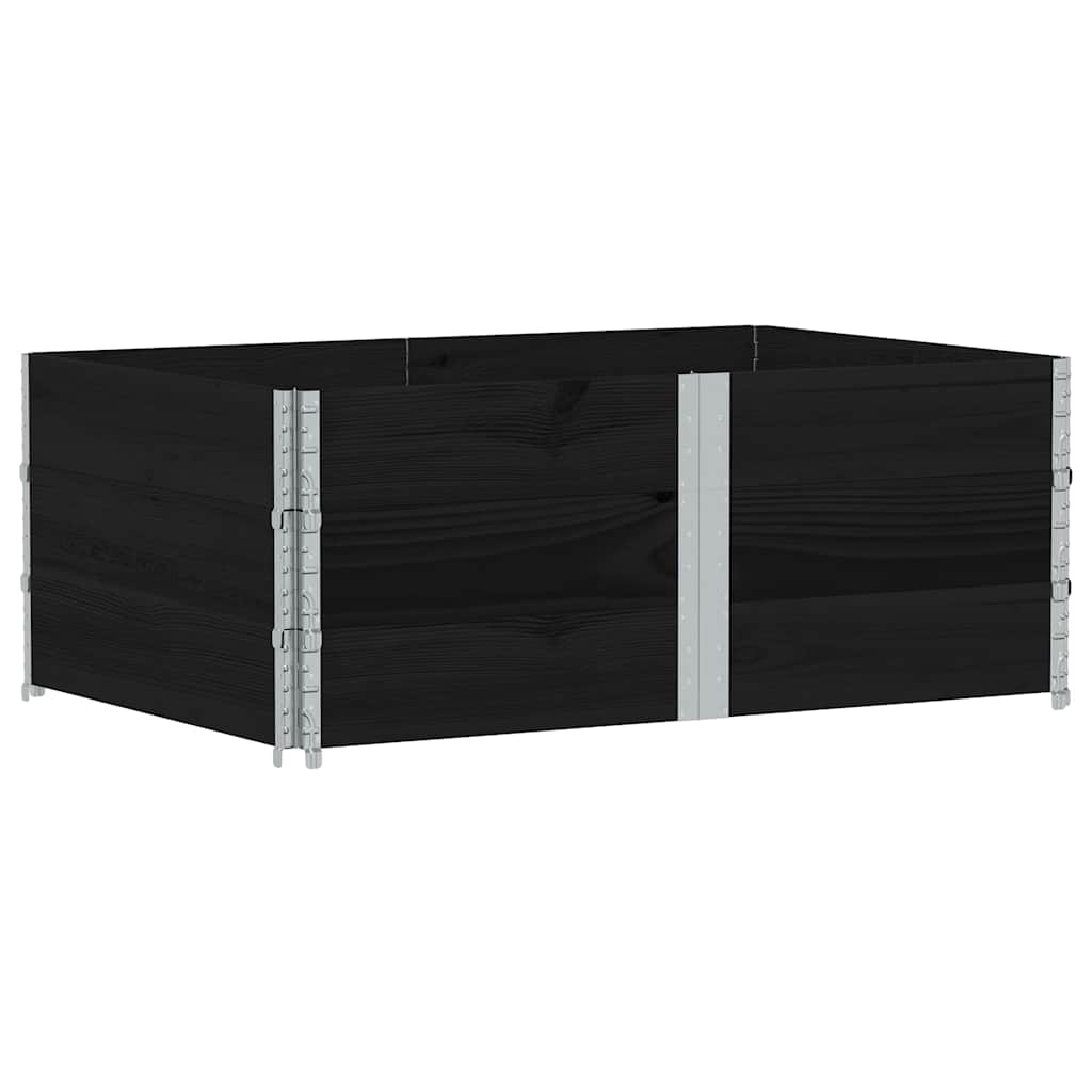 3 db fekete tömör fenyőfa raklapmagasító 150 x 100 cm