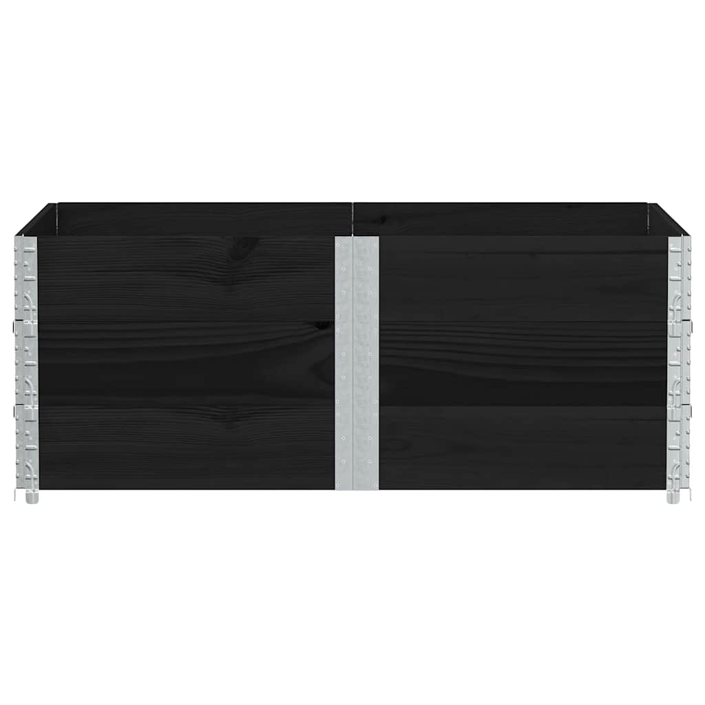 3 db fekete tömör fenyőfa raklapmagasító 150 x 100 cm