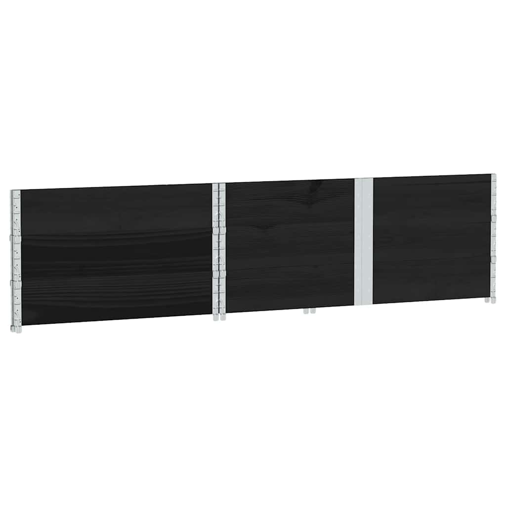 3 db fekete tömör fenyőfa raklapmagasító 150 x 100 cm