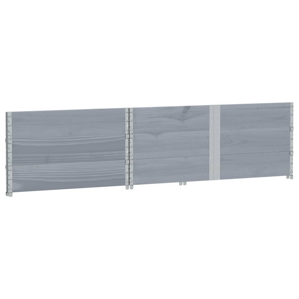 3 db szürke tömör fenyőfa raklapmagasító 150 x 100 cm