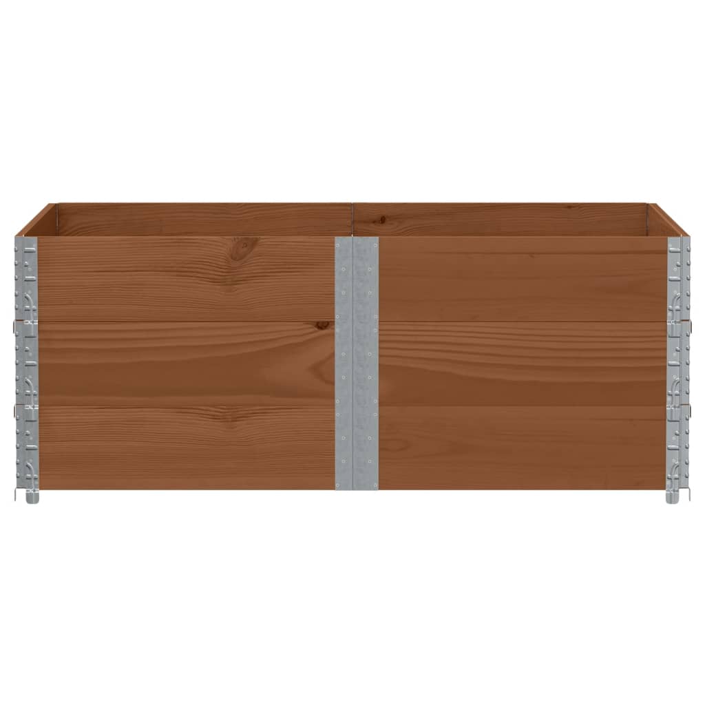3 db barna tömör fenyőfa raklapmagasító 150 x 100 cm