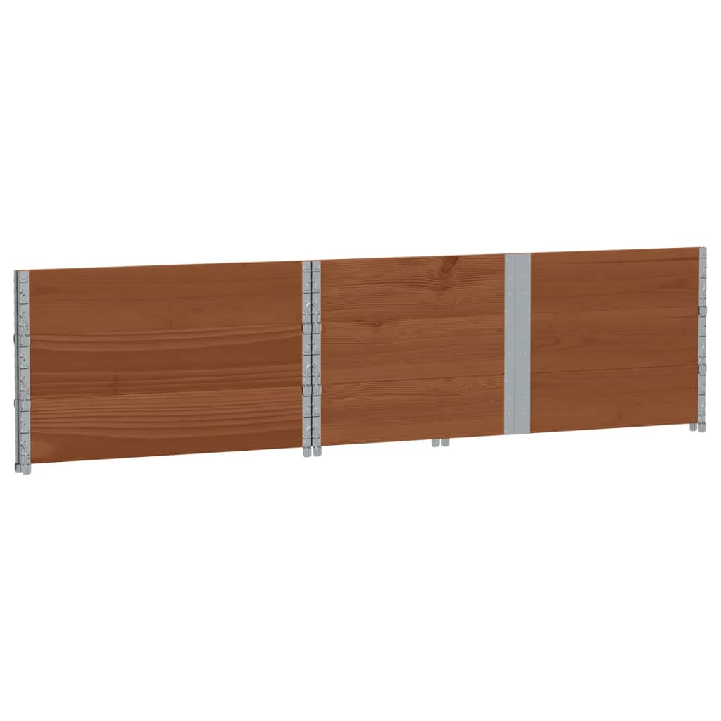 3 db barna tömör fenyőfa raklapmagasító 150 x 100 cm