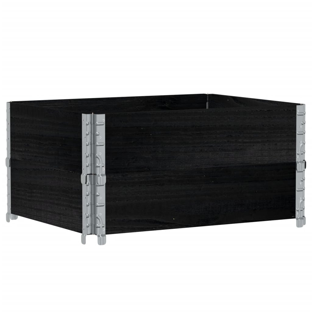 2 db fekete tömör fenyőfa raklapmagasító 80 x 60 cm