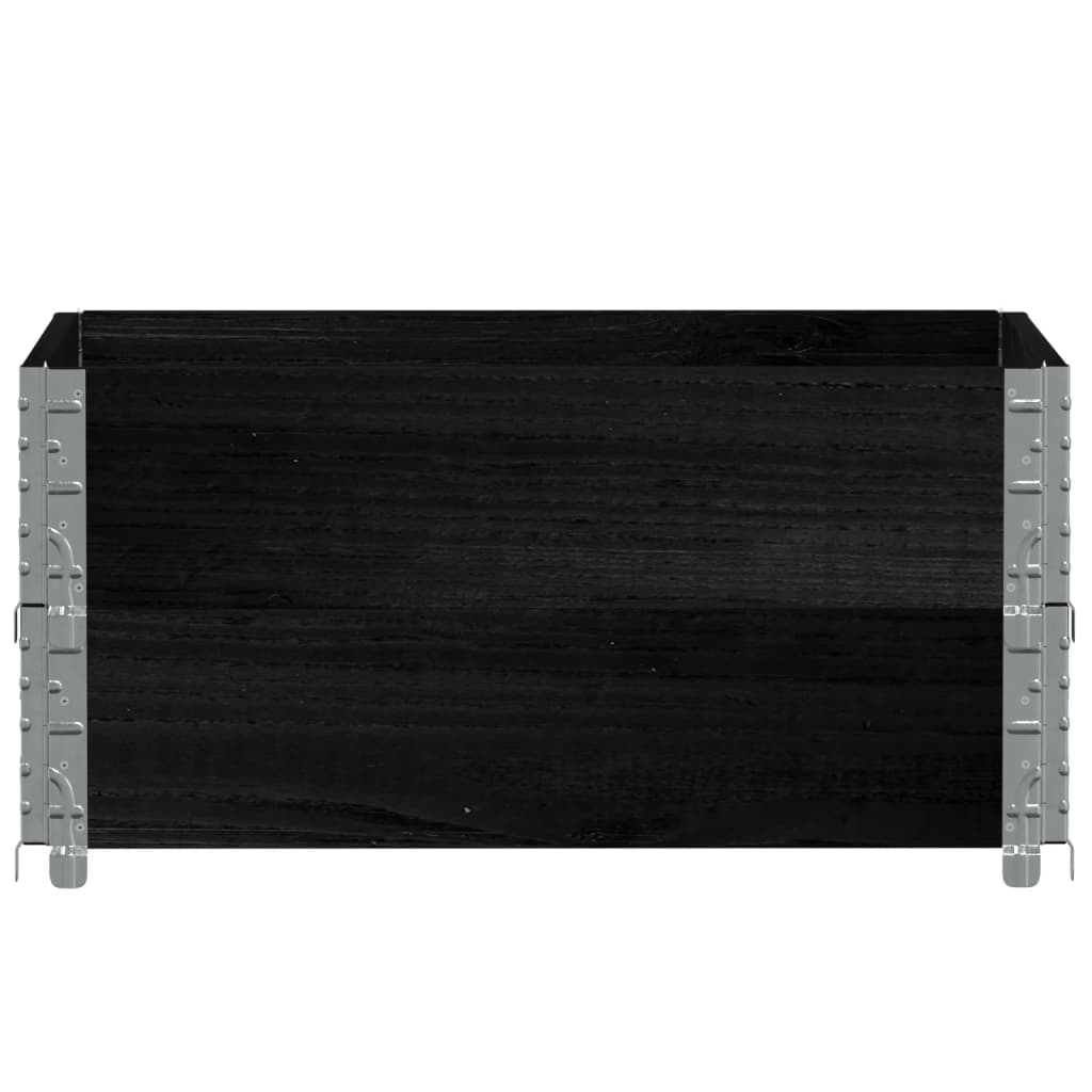 2 db fekete tömör fenyőfa raklapmagasító 80 x 60 cm