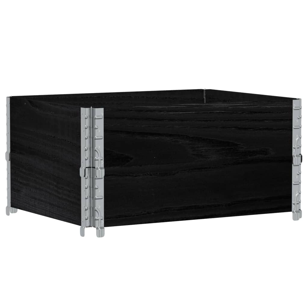 2 db fekete tömör fenyőfa raklapmagasító 80 x 60 cm