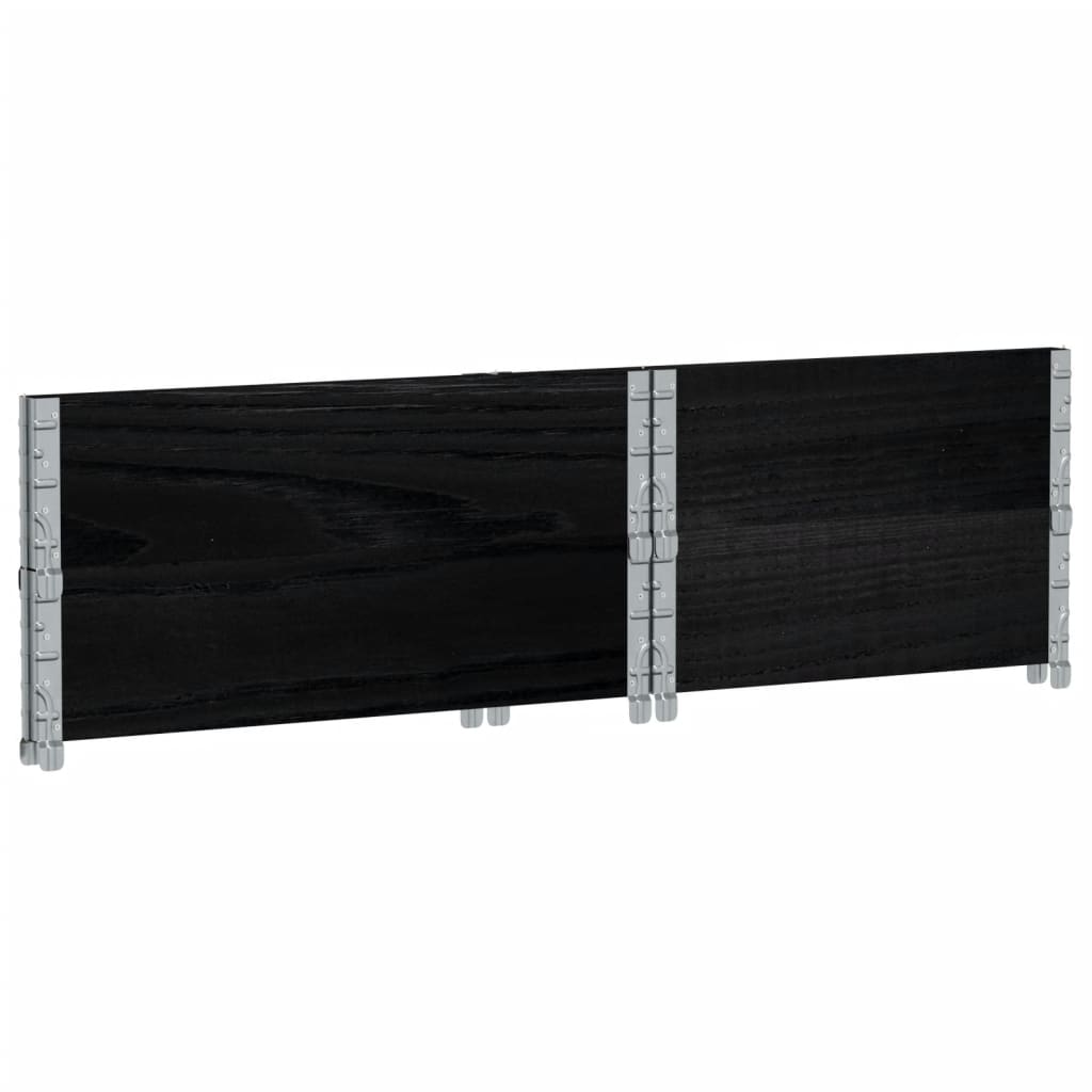 2 db fekete tömör fenyőfa raklapmagasító 80 x 60 cm