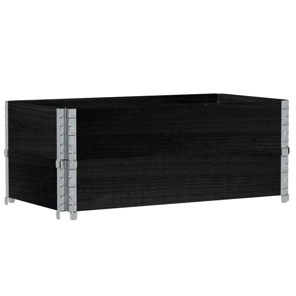 2 db fekete tömör fenyőfa raklapmagasító 100 x 50 cm