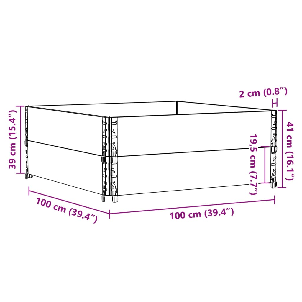 2 db tömör fenyőfa raklapmagasító 100 x 100 cm