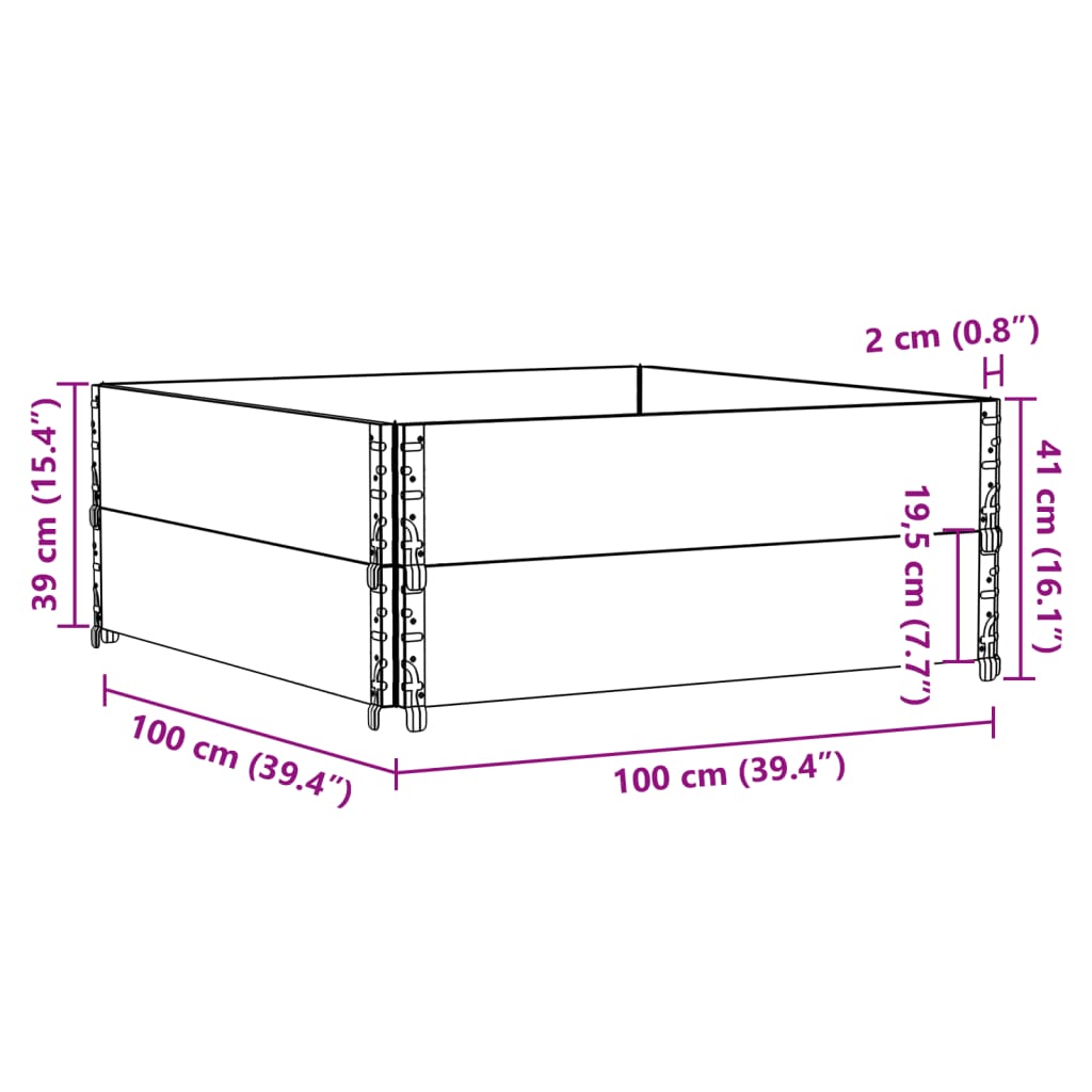 2 db barna tömör fenyőfa raklapmagasító 100 x 100 cm
