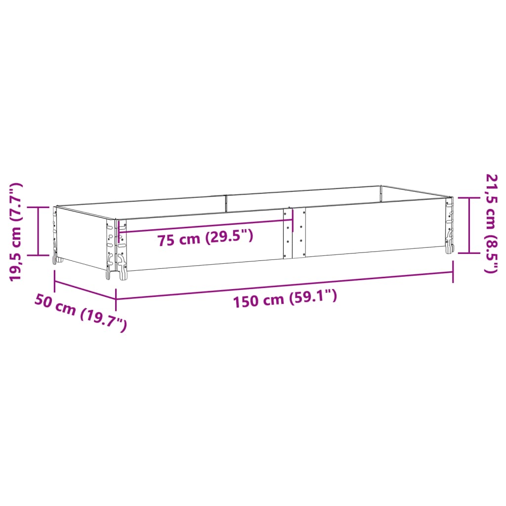 Fekete tömör fenyőfa raklapmagasító 150 x 50 cm