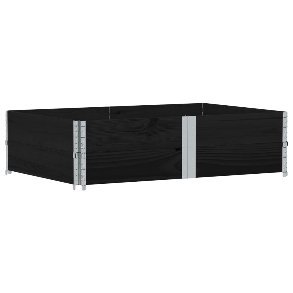 2 db fekete tömör fenyőfa raklapmagasító 150 x 100 cm