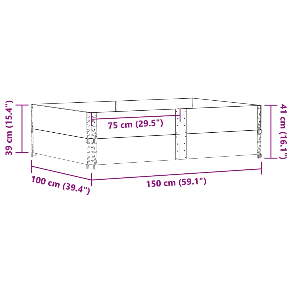 2 db szürke tömör fenyőfa raklapmagasító 150 x 100 cm