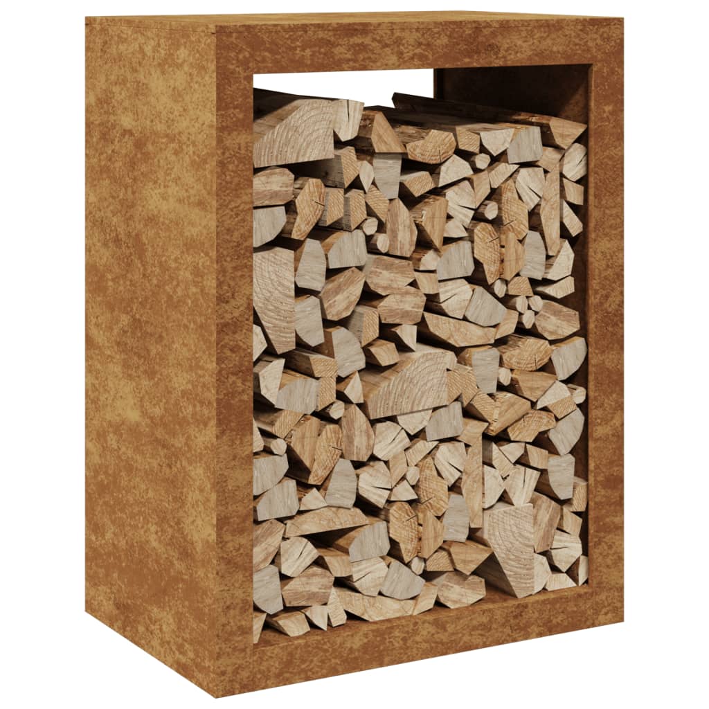Corten acél tűzifatároló 60 x 40 x 80 cm