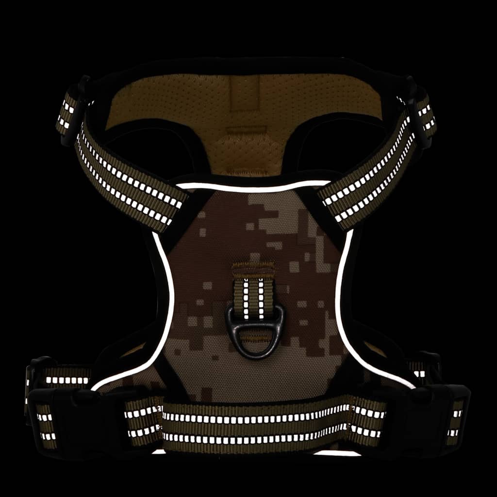 Állítható barna terepszínű kutyahám fényvisszaverő csíkokkal l