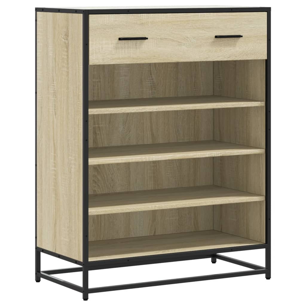 Sonoma tölgy színű szerelt fa és fém cipőszekrény 75x38x97,5 cm
