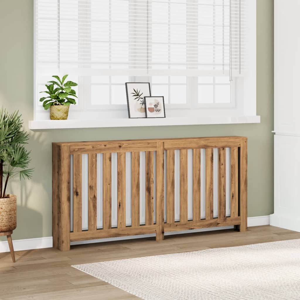 Kézműves tölgy színű szerelt fa radiátorburkolat 175x20x82 cm