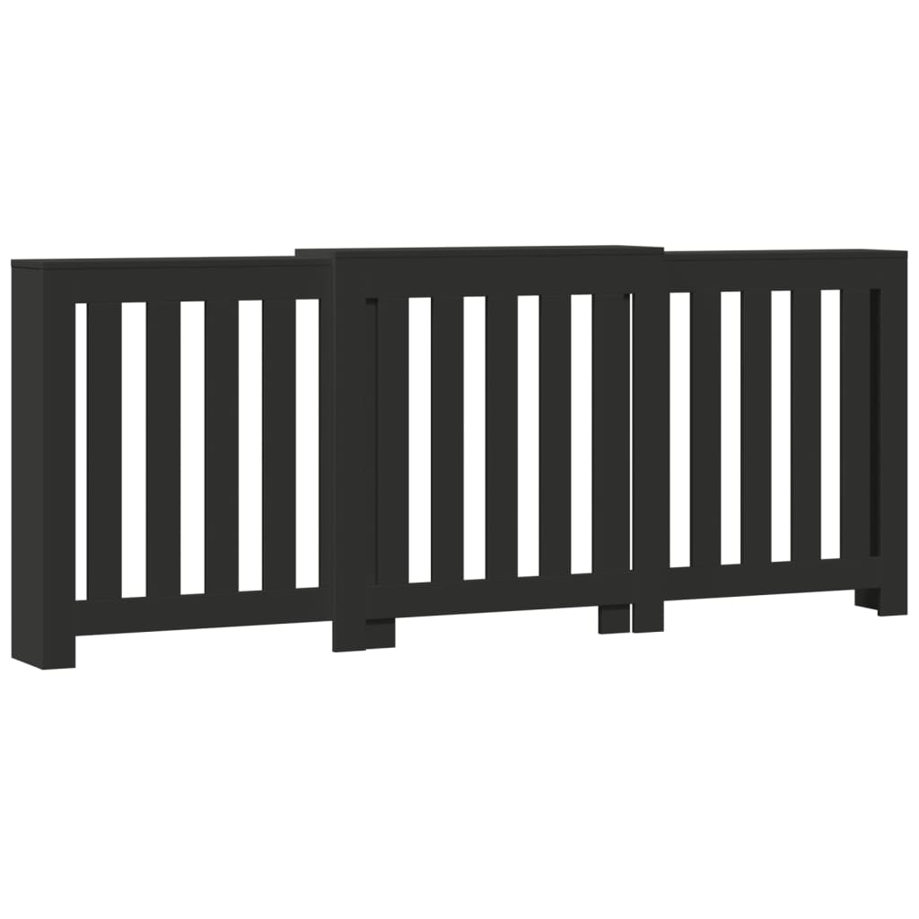 Fekete szerelt fa radiátorburkolat 205 x 21,5 x 83,5 cm
