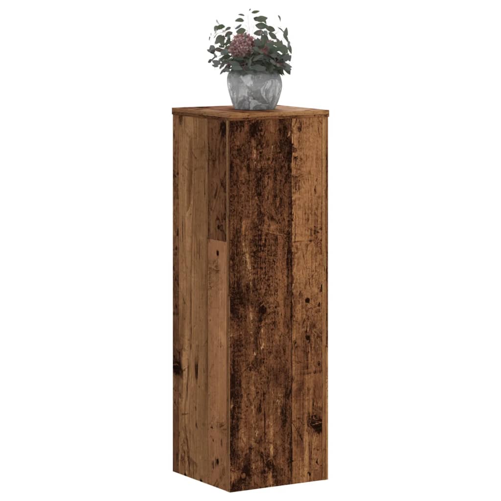 2 db antik fa színű szerelt fa növénytartó állvány 25x25x80 cm