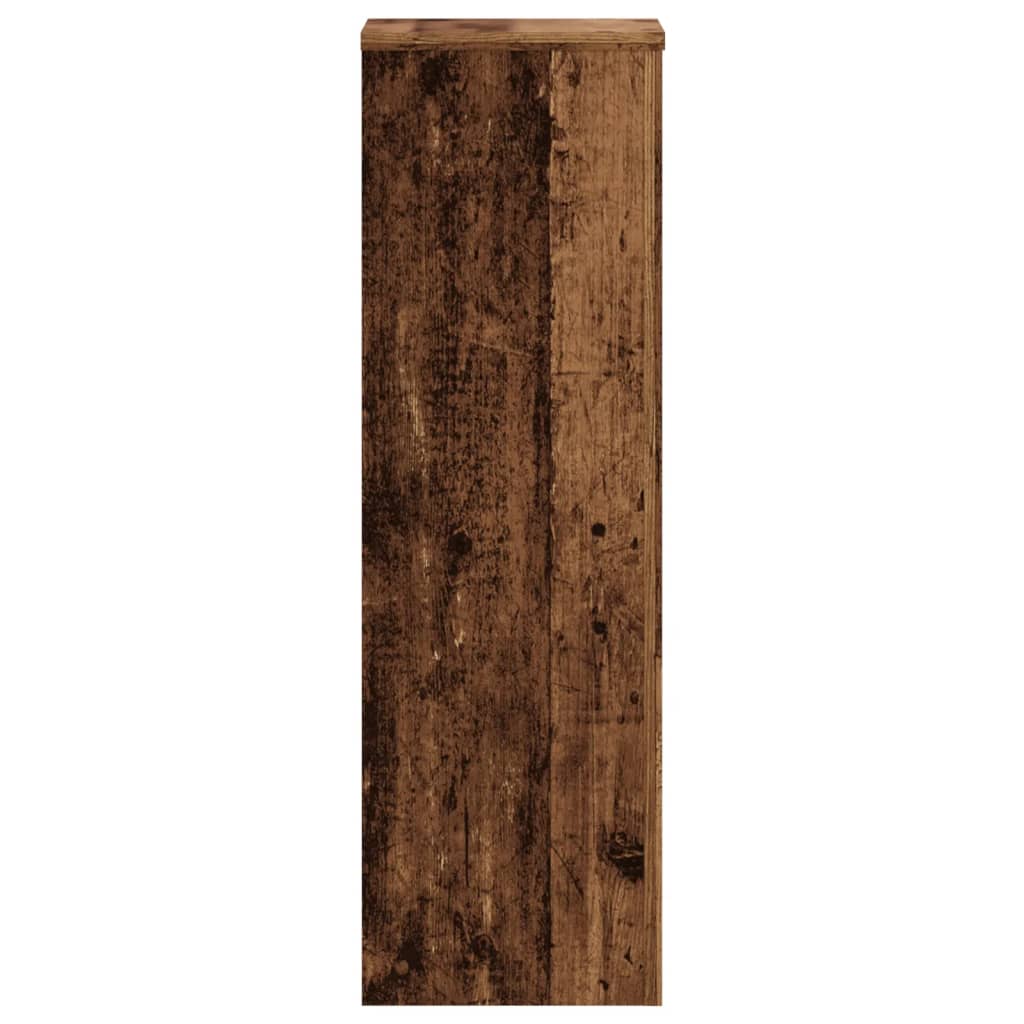 2 db antik fa színű szerelt fa növénytartó állvány 25x25x80 cm