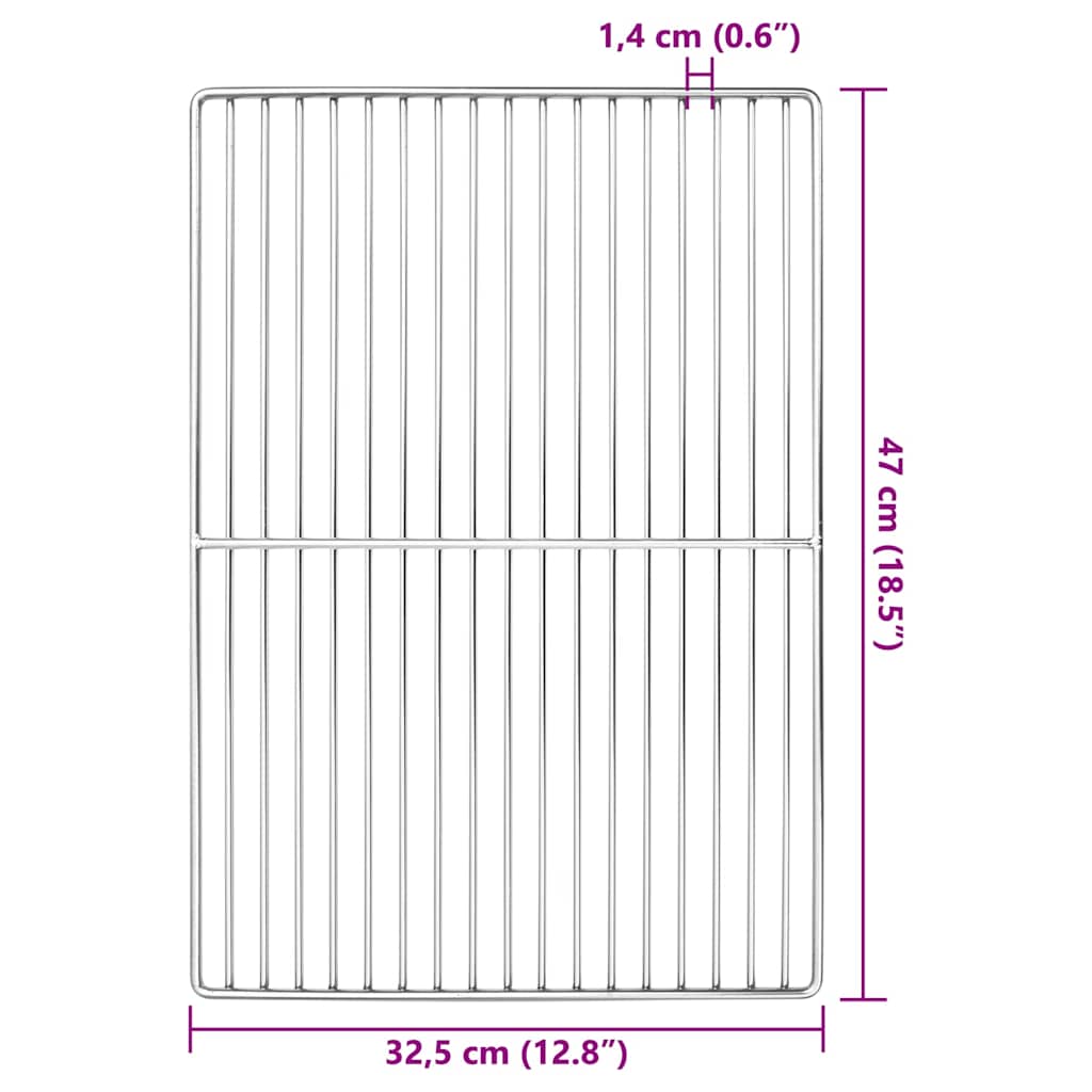 Grill rács ezüst 47 x 32,5 cm rozsdamentes acél
