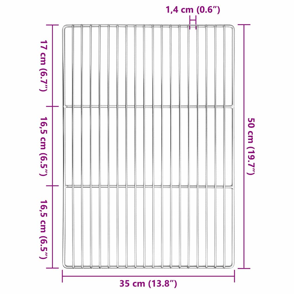 Grill rács ezüst 50 x 35 cm rozsdamentes acél