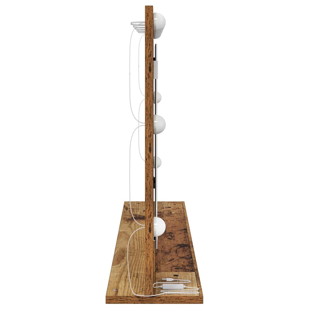 Toalett tükör öreg fa 100 x 55 x 18 cm üveg és mérnöki fa