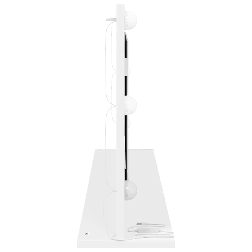 Toalett tükör fehér 100 x 45 x 18 cm üveg és mérnöki fa