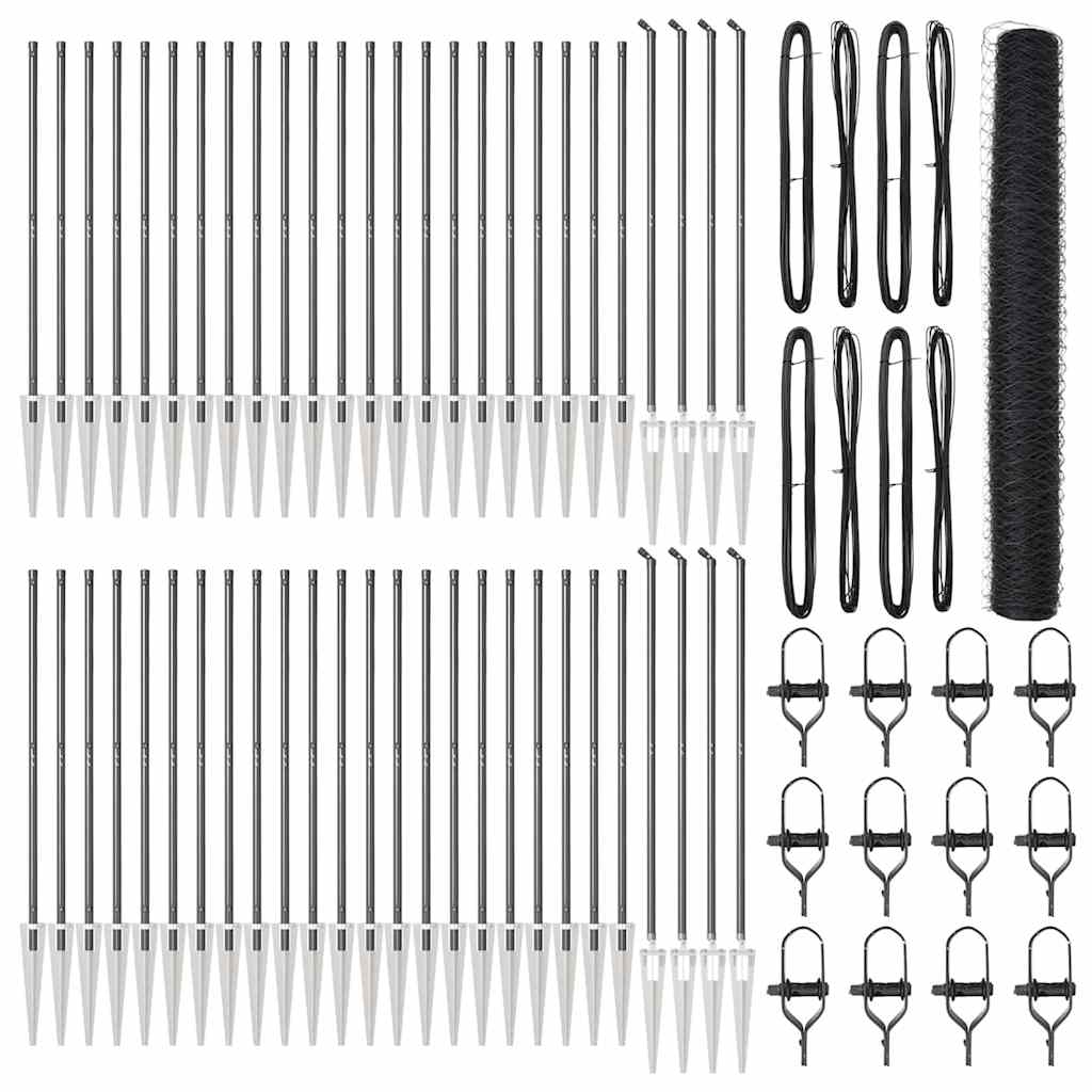 Kerítésoszlop szürke 100 x 1,4 m (36 mm háló) acél és pvc