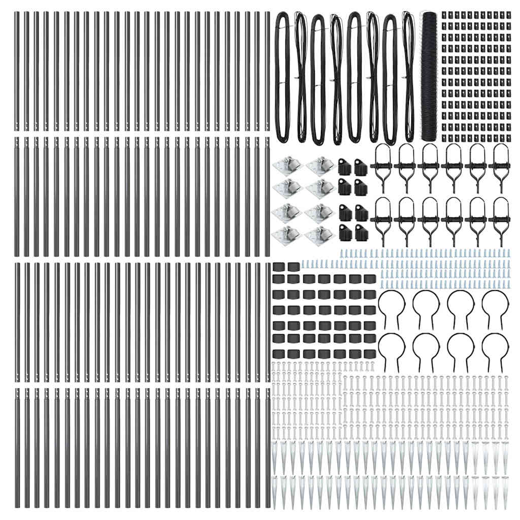 Kerítésoszlop szürke 100 x 1,4 m (36 mm háló) acél és pvc