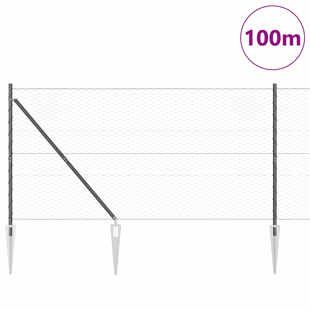 Kerítésoszlop szürke 100 x 1,4 m (36 mm háló) acél és pvc