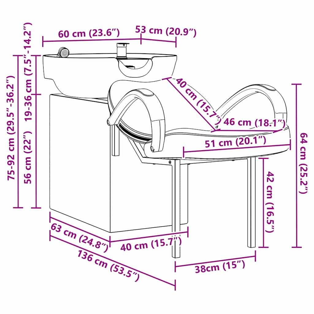 Sampon szék fehér és fekete 63 x 141 x 92 cm pvc