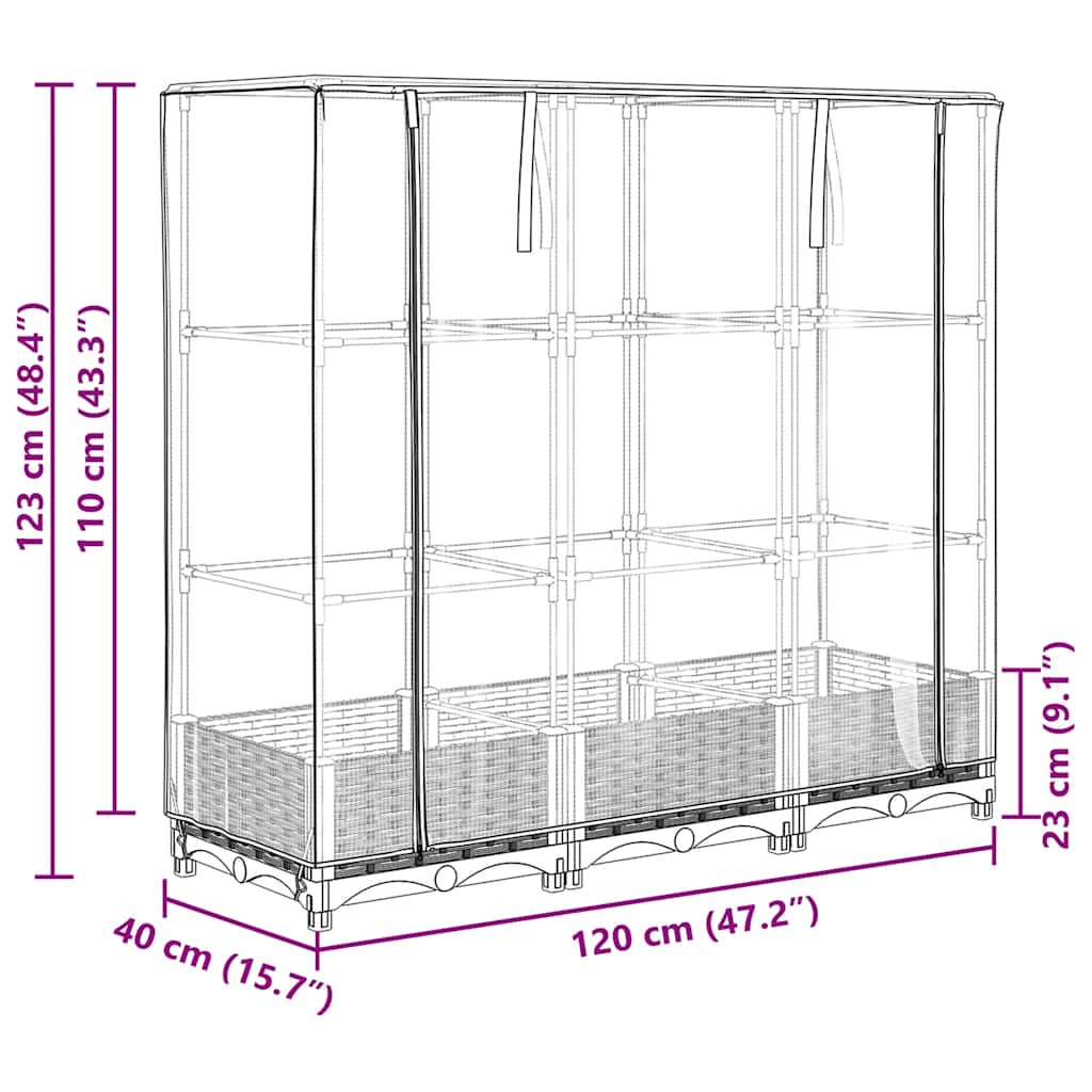 Rattan megjelenésű magaságyás melegháztakaróval 120x40x123 cm