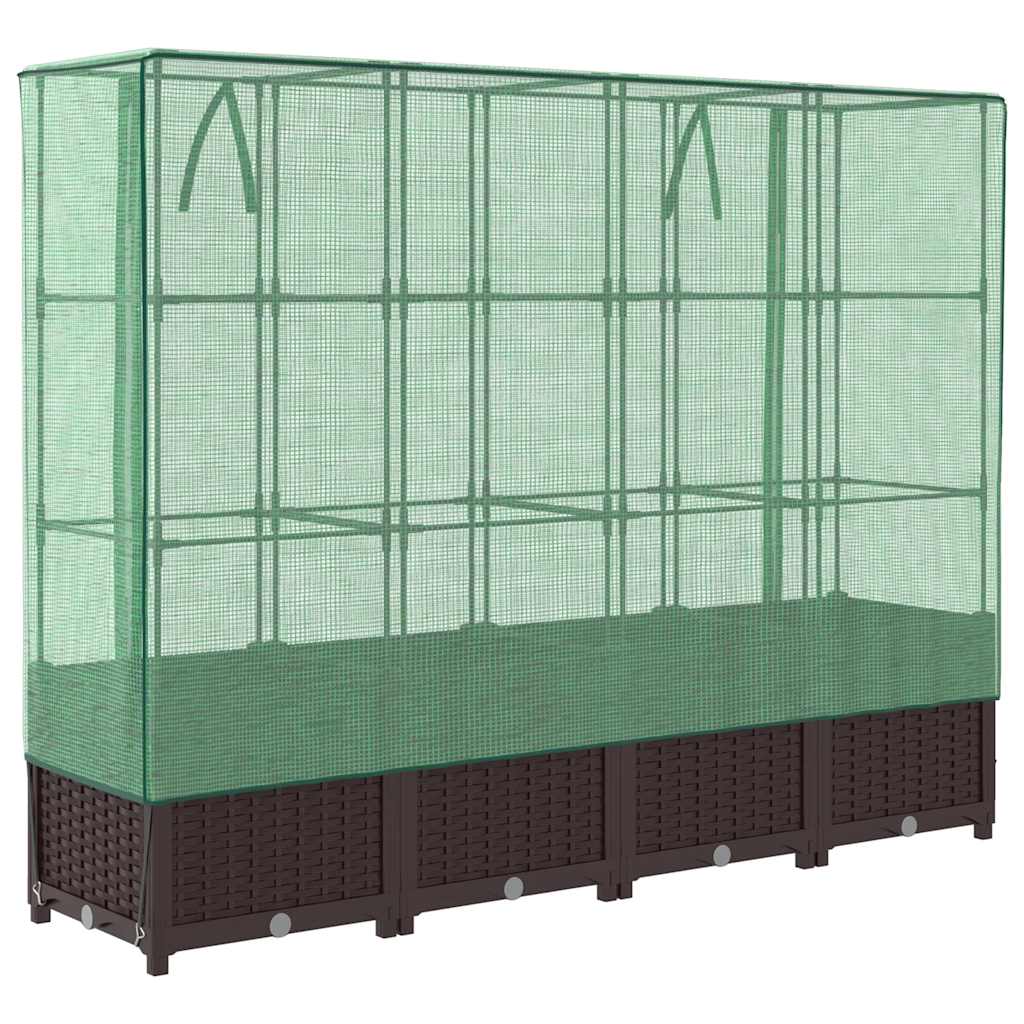 Rattan megjelenésű magaságyás melegháztakaróval 160x40x138 cm