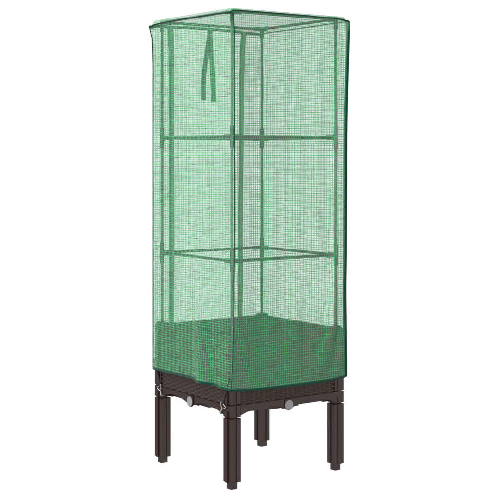 Rattan megjelenésű magaságyás melegháztakaróval 40x40x140 cm