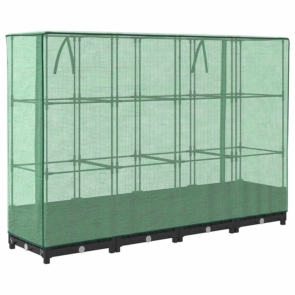 Rattan hatású magaságyás üvegháztakaróval 160 x 40 x 123 cm