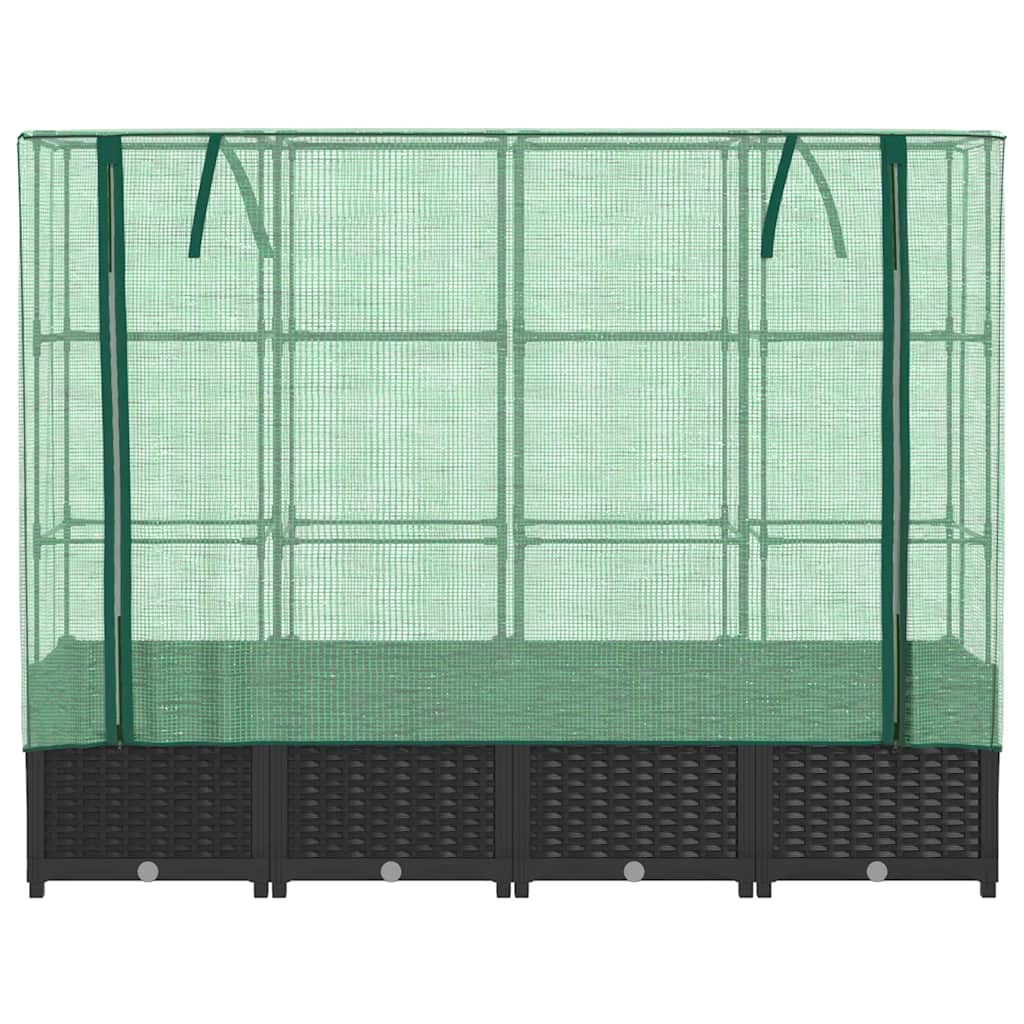 Rattan hatású magaságyás üvegháztakaróval 160 x 40 x 138 cm