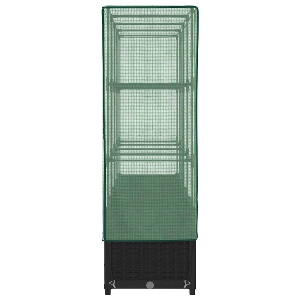 Rattan hatású magaságyás üvegháztakaróval 160 x 40 x 138 cm