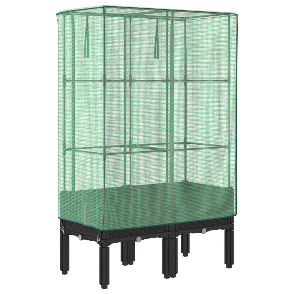 Rattan megjelenésű magaságyás melegháztakaróval 80x40x140 cm