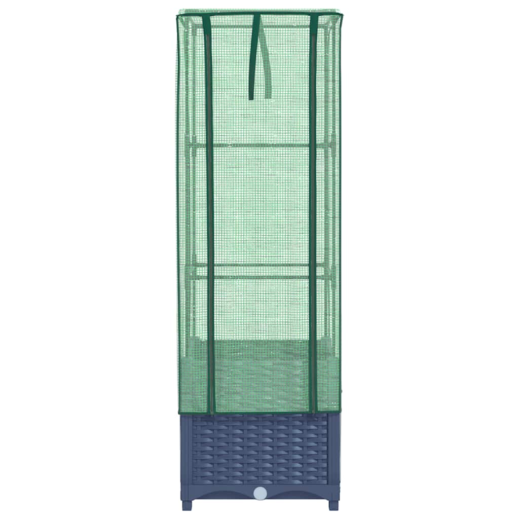 Rattan megjelenésű magaságyás melegháztakaróval 40x40x139 cm
