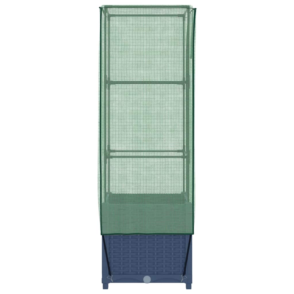 Rattan megjelenésű magaságyás melegháztakaróval 40x40x139 cm