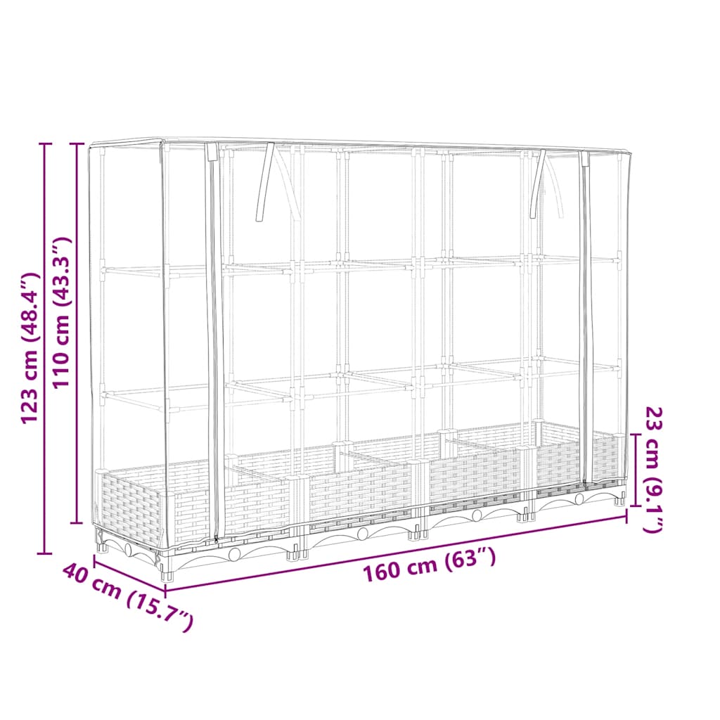 Rattan megjelenésű magaságyás melegháztakaróval 160x40x123 cm
