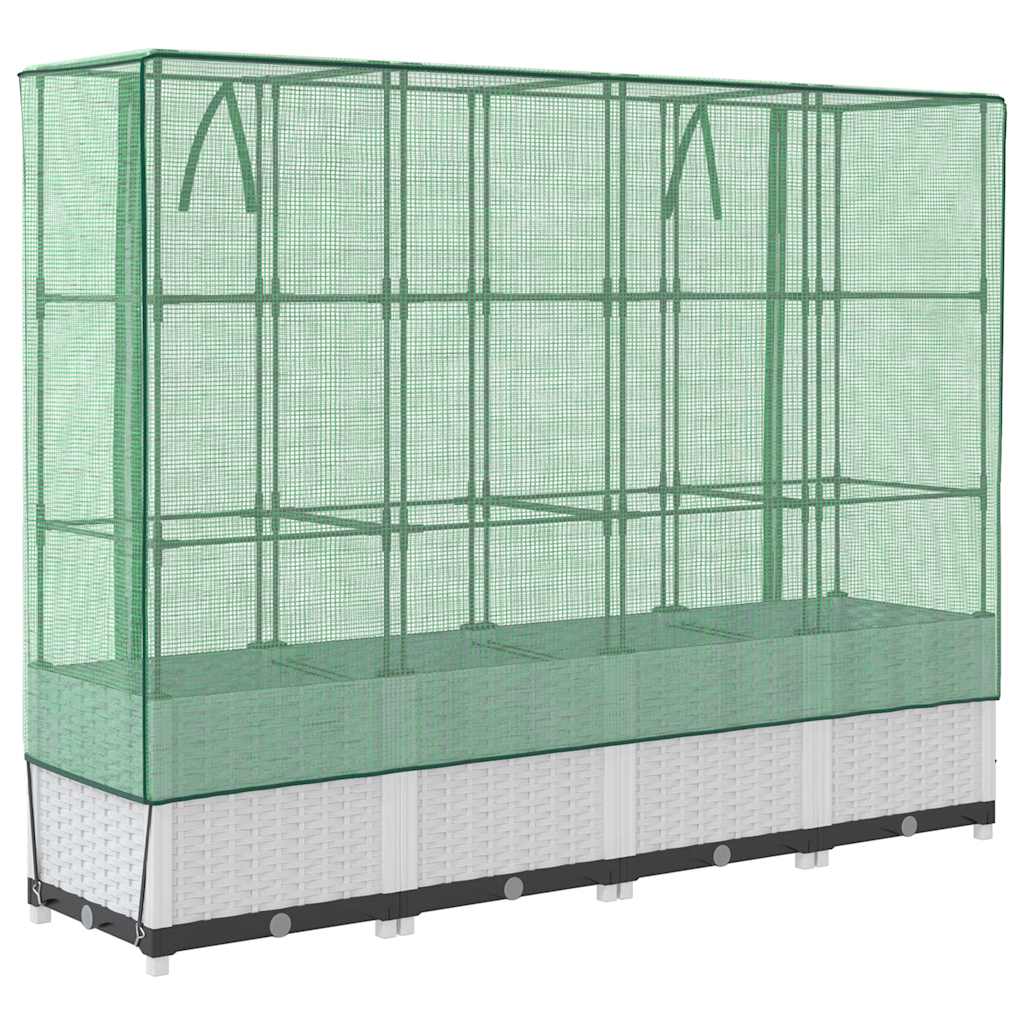Rattan megjelenésű magaságyás melegháztakaróval 160x40x138 cm