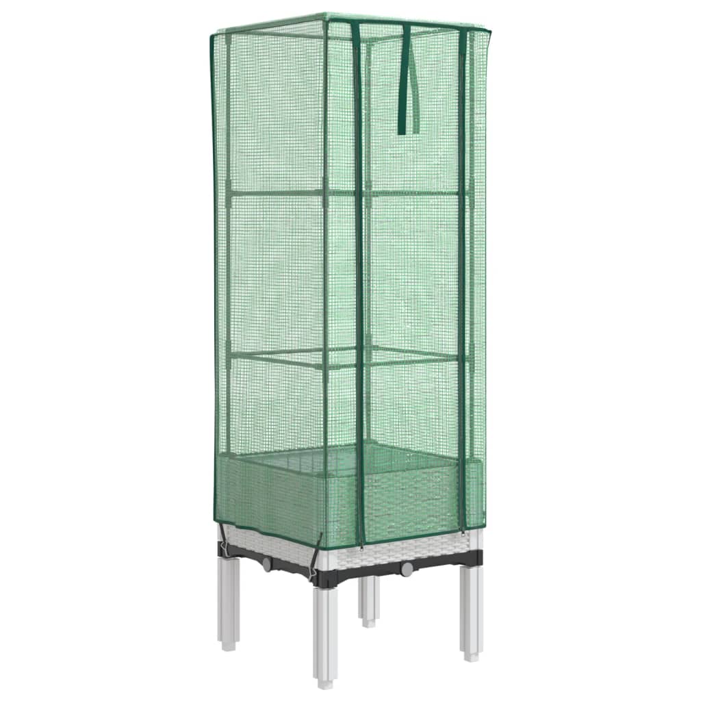 Rattan megjelenésű magaságyás melegháztakaróval 40x40x140 cm