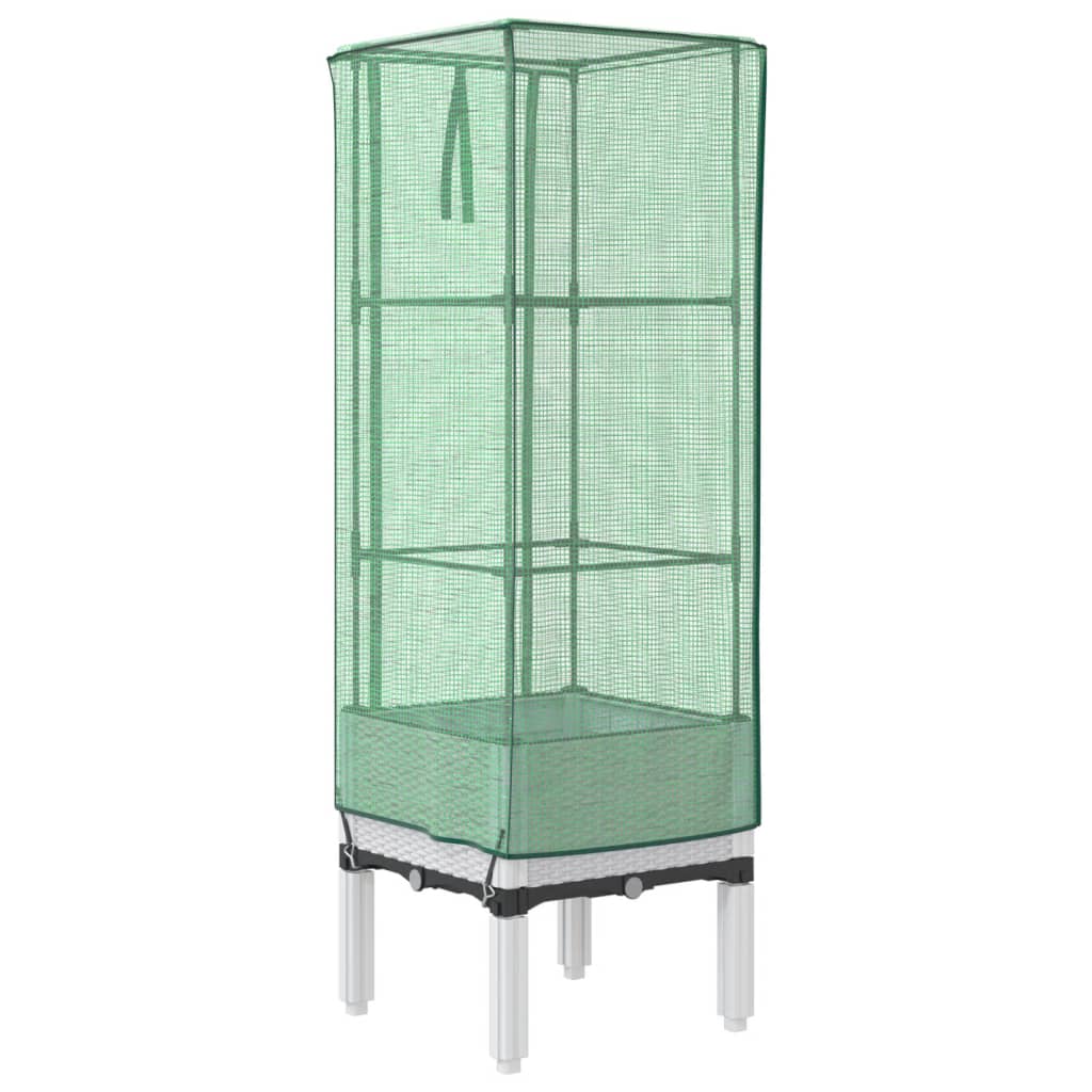 Rattan megjelenésű magaságyás melegháztakaróval 40x40x140 cm