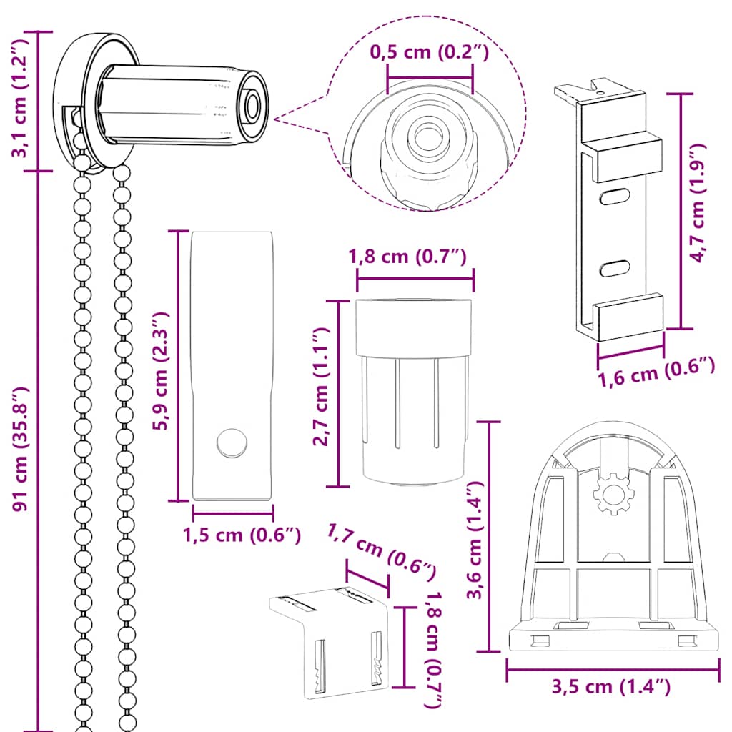 19 darab redőny szerelvény 18 mm