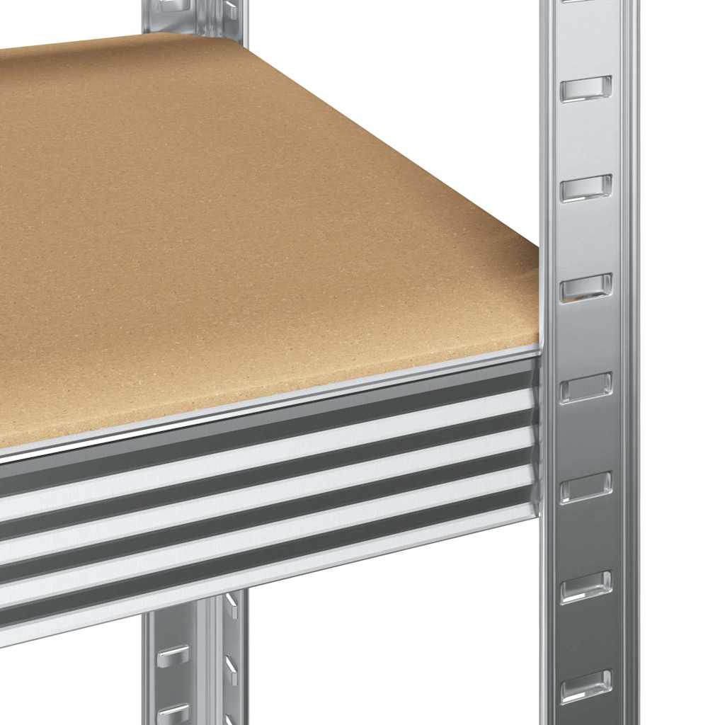 5 rétegű tárolópolcok 4 db ezüst acél és mérnöki fa 5 rétegű tárolópolcok 4 db ezüst acél és mérnöki fa