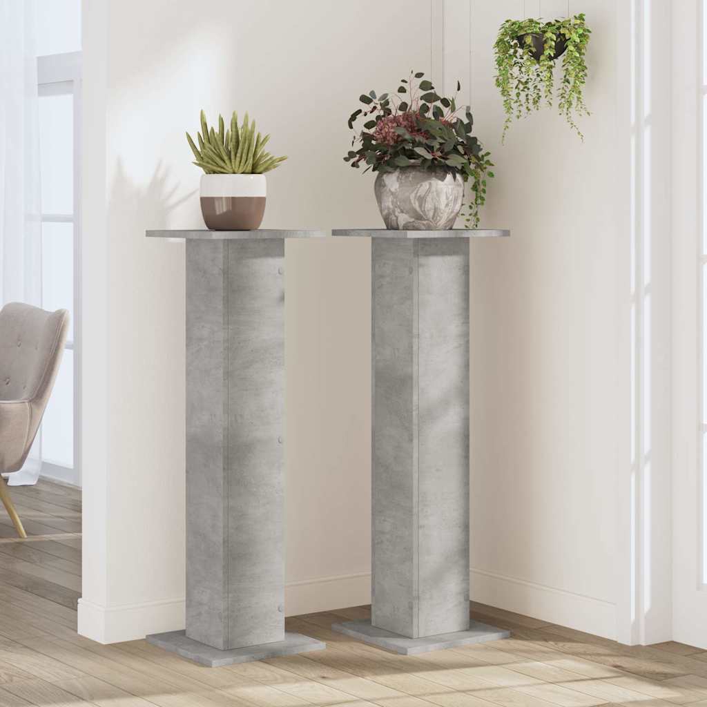 2 db betonszürke szerelt fa növénytartó állvány 30 x 30 x 95 cm